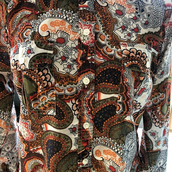 Lucky Brand Light Weight Paisley Print Button Down Camp Shirt Size M - Picture 4 of 8